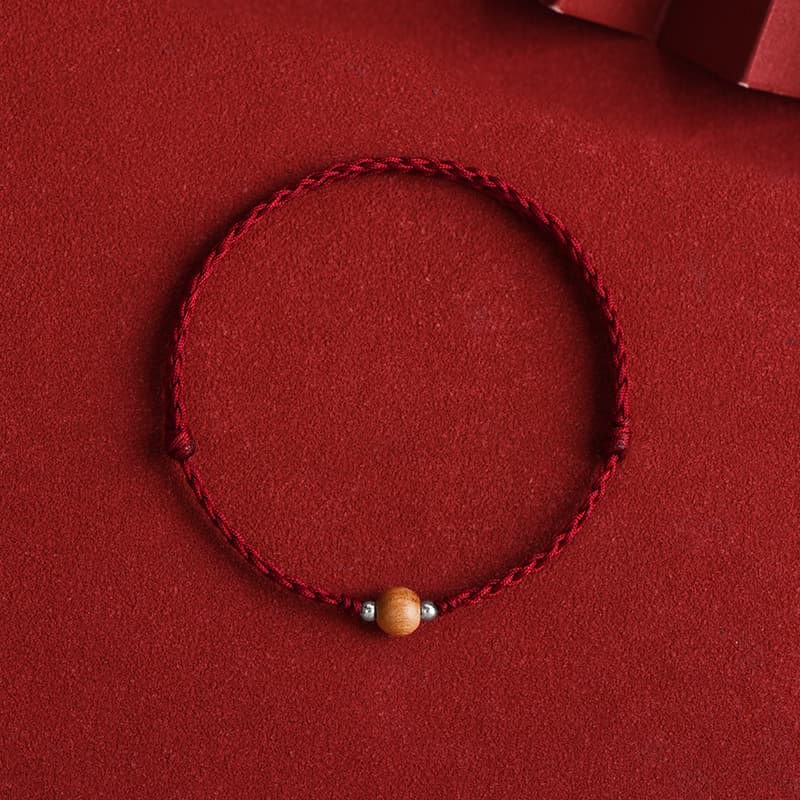 6mm Peach Wood Red String Protection Bracelet