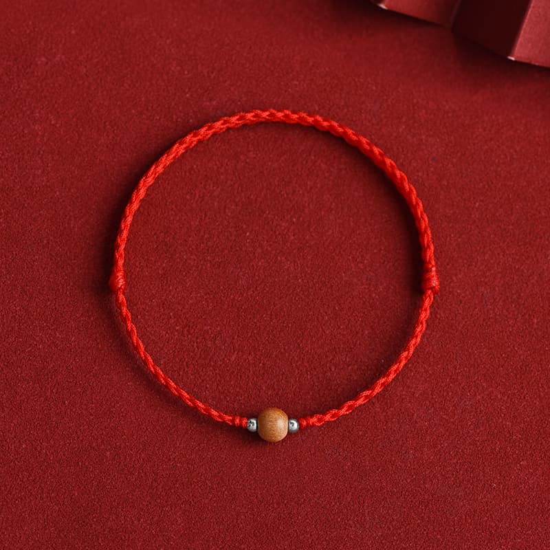 6mm Peach Wood Red String Protection Bracelet