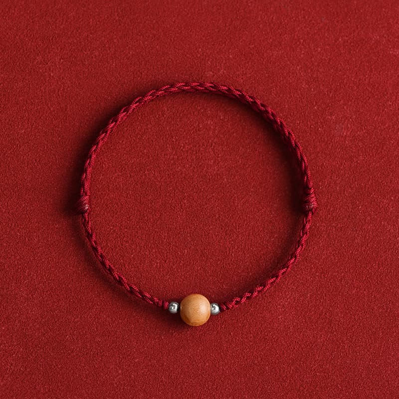 6mm Peach Wood Red String Protection Bracelet