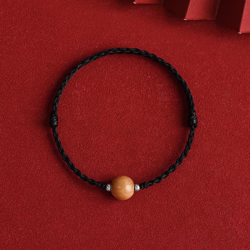 6mm Peach Wood Red String Protection Bracelet