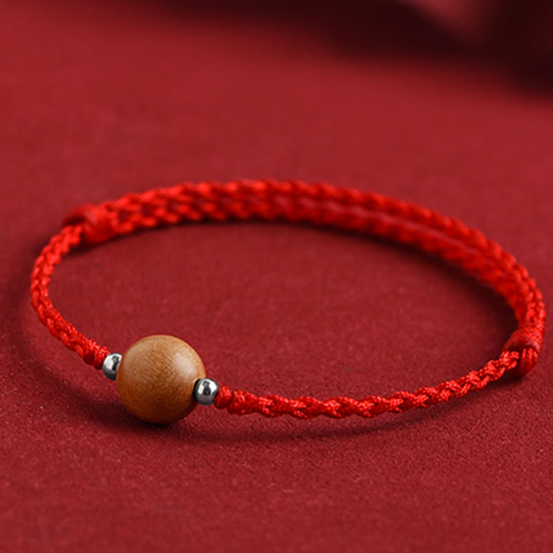 6mm Peach Wood Red String Protection Bracelet
