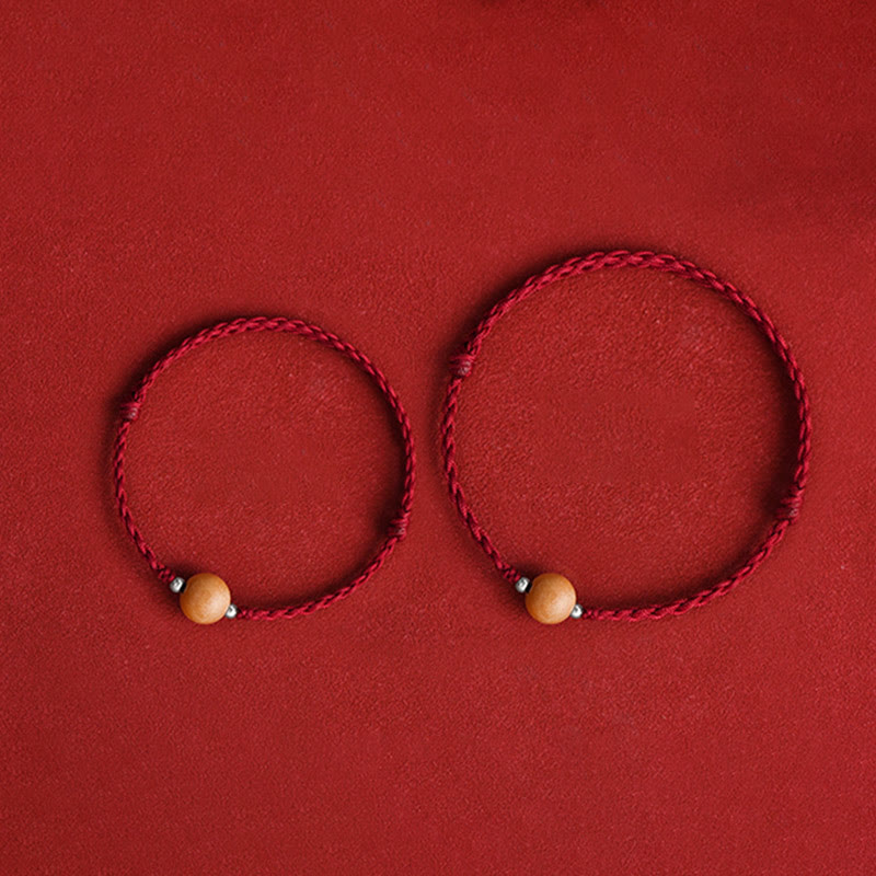 6mm Peach Wood Red String Protection Bracelet