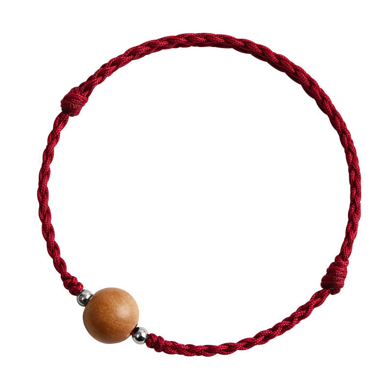 6mm Peach Wood Red String Protection Bracelet