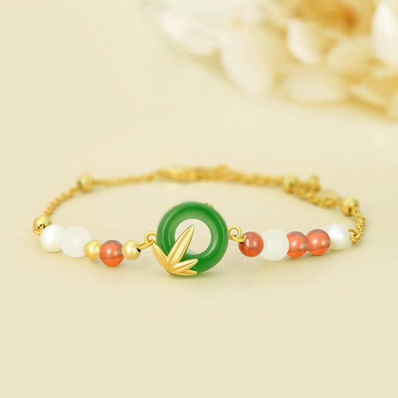 Green Chalcedony Silver Peace Buckle Bracelet