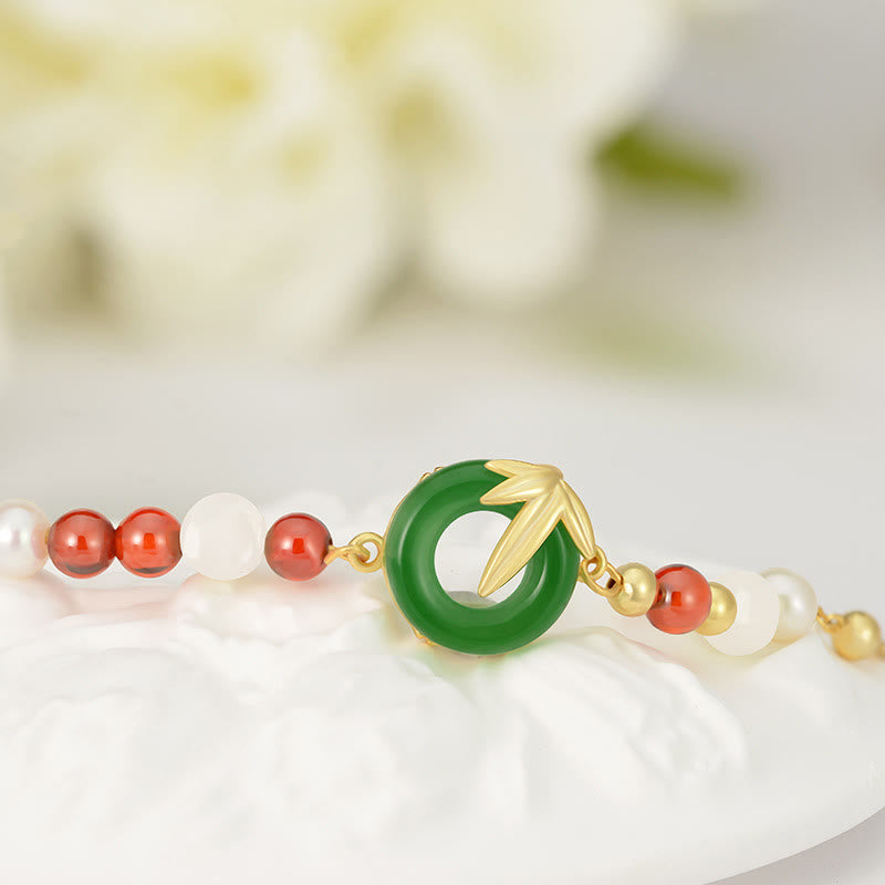 Green Chalcedony Silver Peace Buckle Bracelet