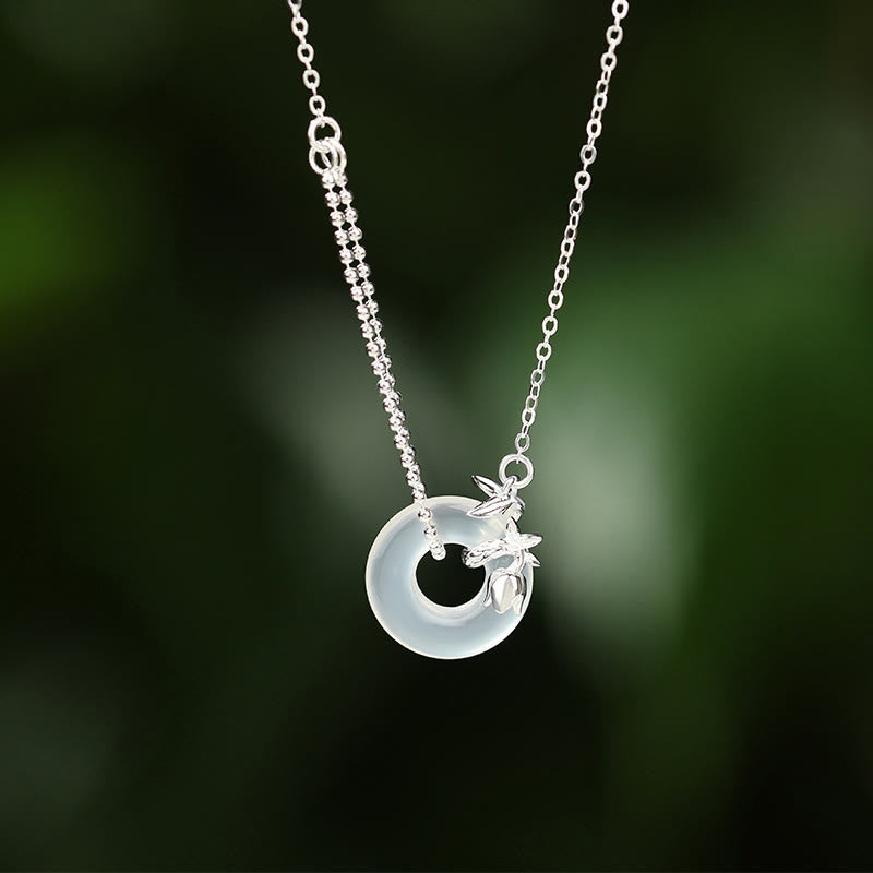 925 Sterling Silver Tulip Chalcedony Peace Buckle Necklace