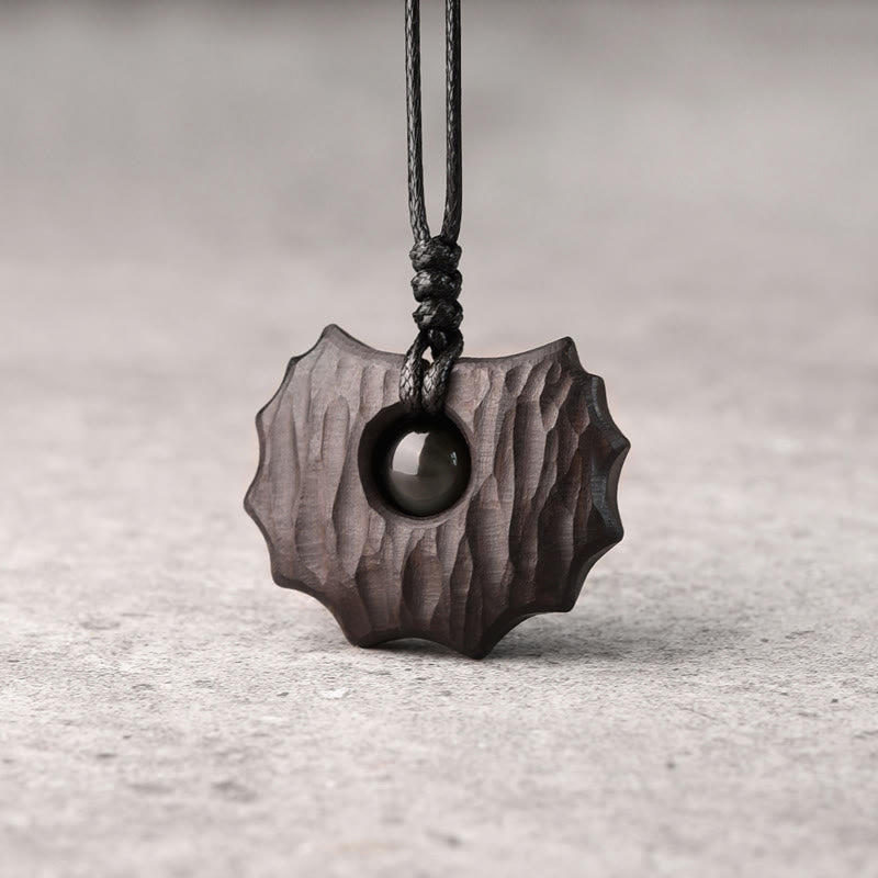 Ebony Wood Obsidian Irregular Shape Peace Calm Necklace