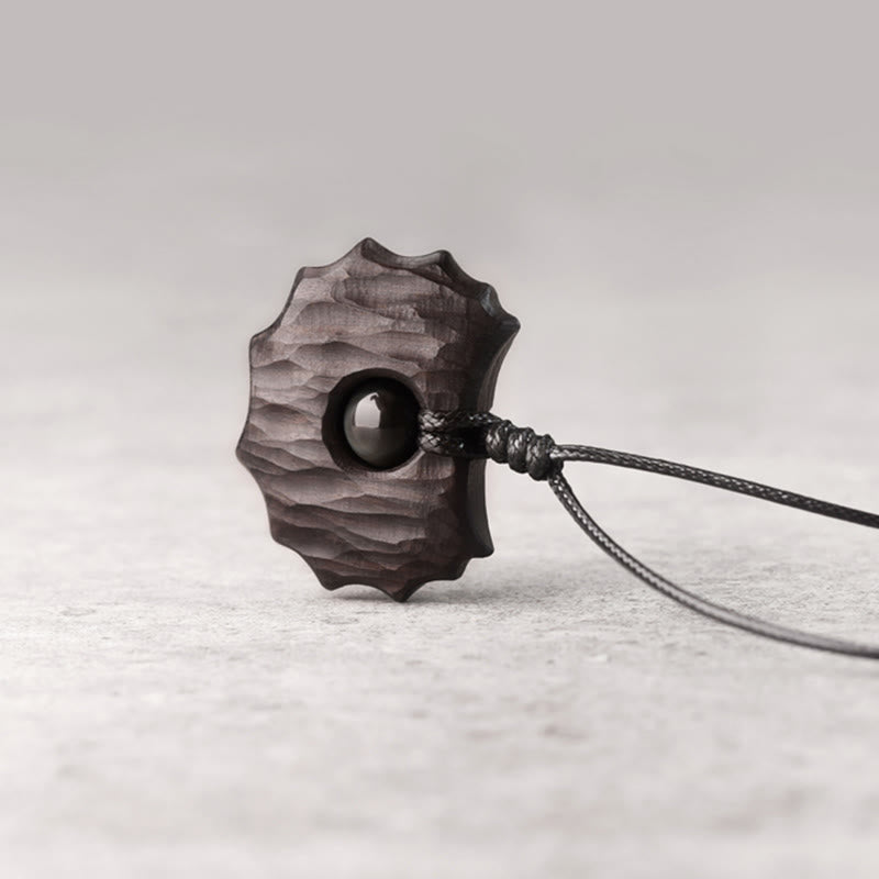 Ebony Wood Obsidian Irregular Shape Peace Calm Necklace
