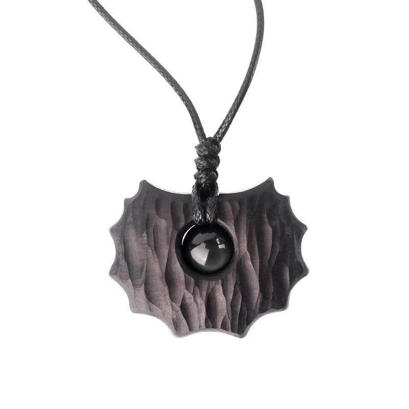 Ebony Wood Obsidian Irregular Shape Peace Calm Necklace
