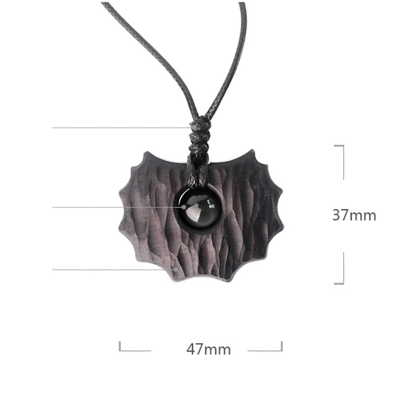 Ebony Wood Obsidian Irregular Shape Peace Calm Necklace