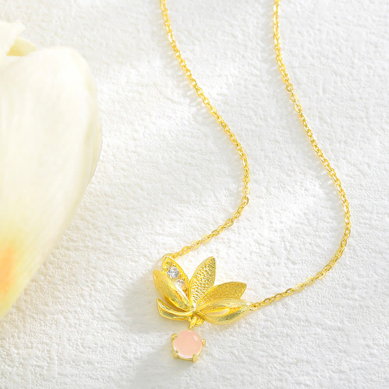 Lotus & Rose Quartz Necklace for Protection