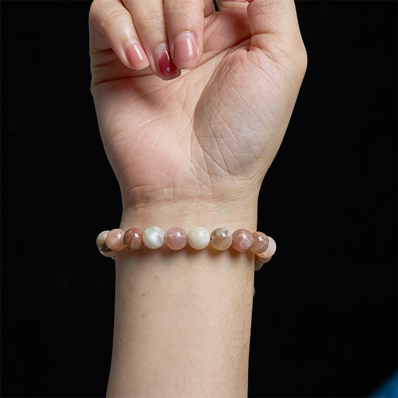 8mm Peach Moonstone Healing Bracelet for Women