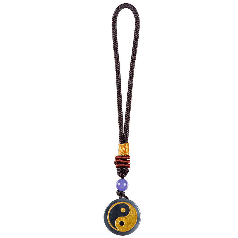 Black Jade Yin Yang Protection Key Chain with Balance