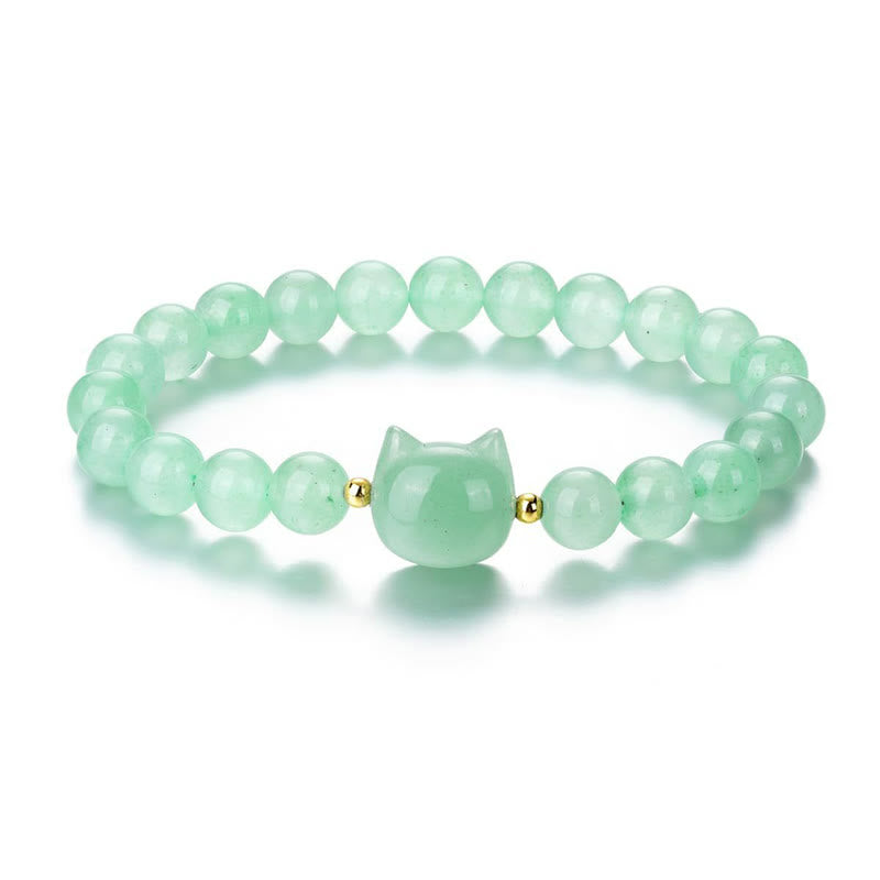 Multi-Stone Crystal Cat Head Bracelet for Healing