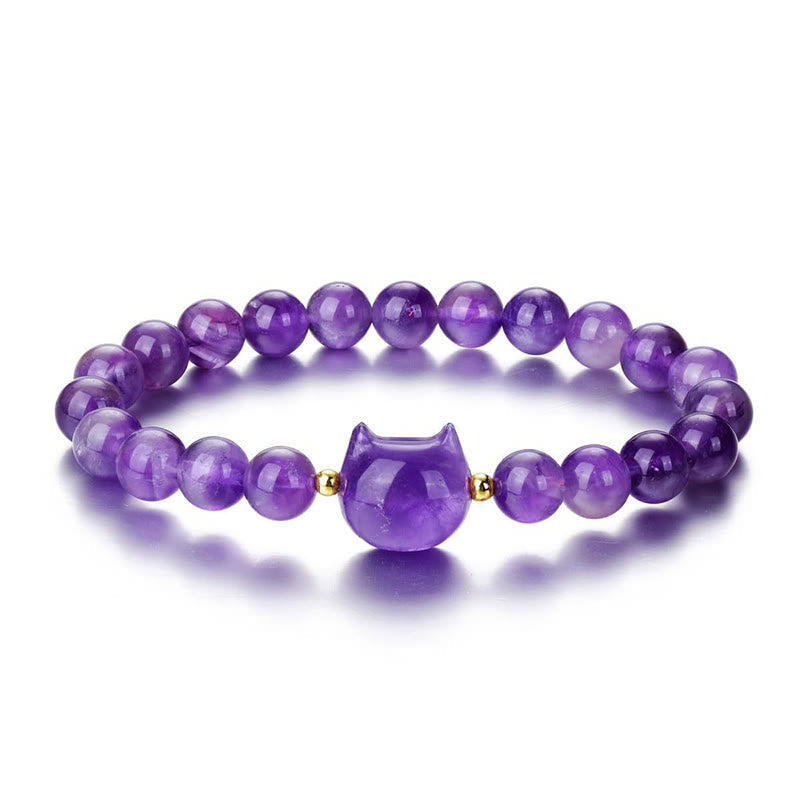 Multi-Stone Crystal Cat Head Bracelet for Healing