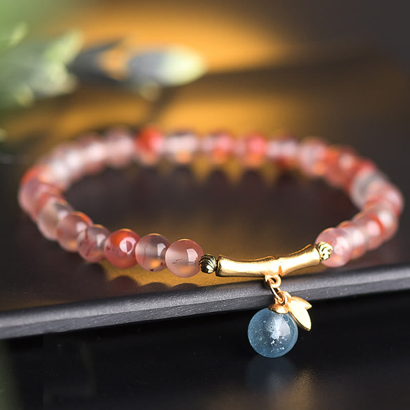 South Red Agate Hetian Jade 6mm Fortune Bracelet