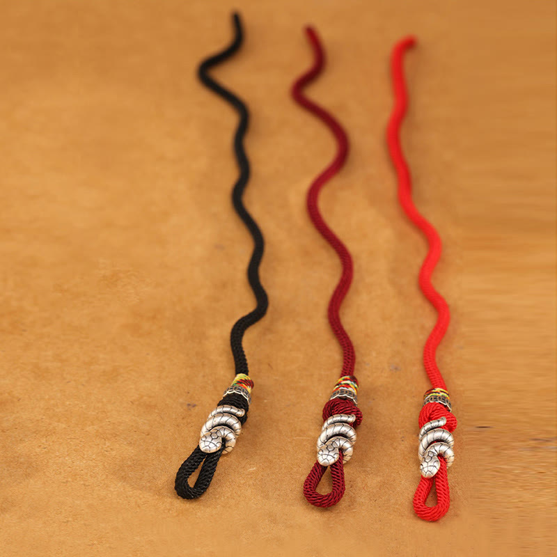 Dark Red 14-17cm Sterling Silver Snake Coin Red String Bracelet