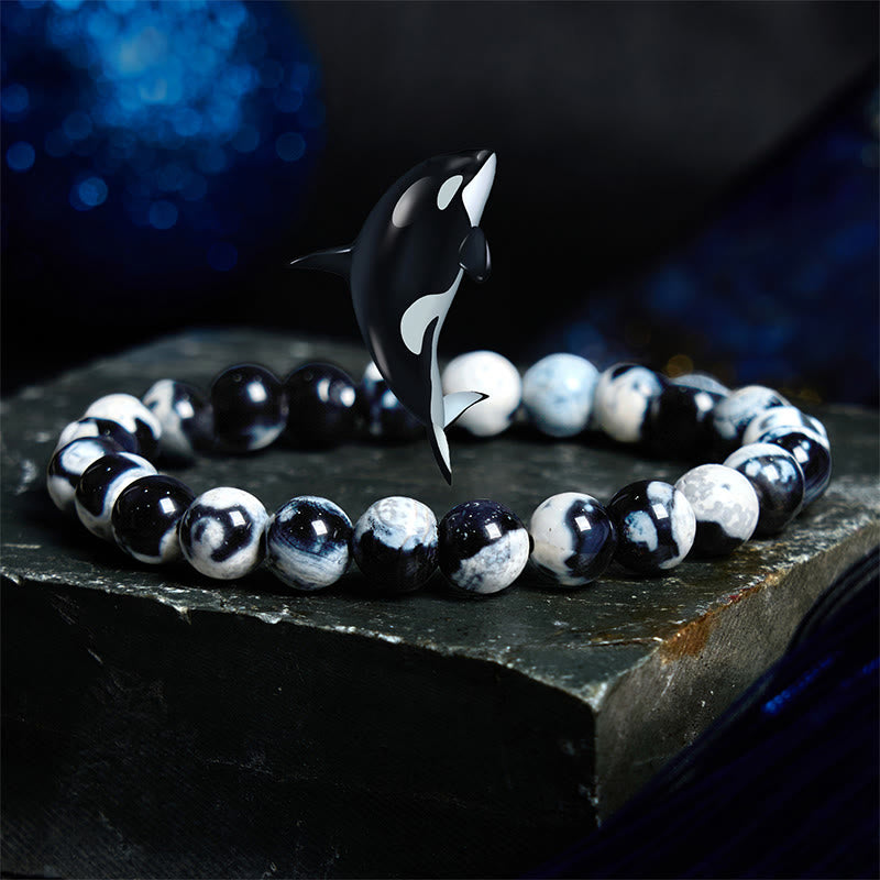 8mm Orca Agate Protection Bracelet for Anxiety Relief