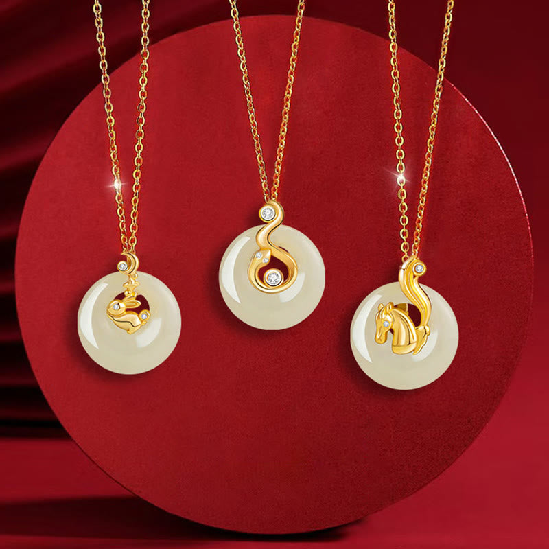 Chinese Zodiac Hetian Jade Abundance Necklace Pendant