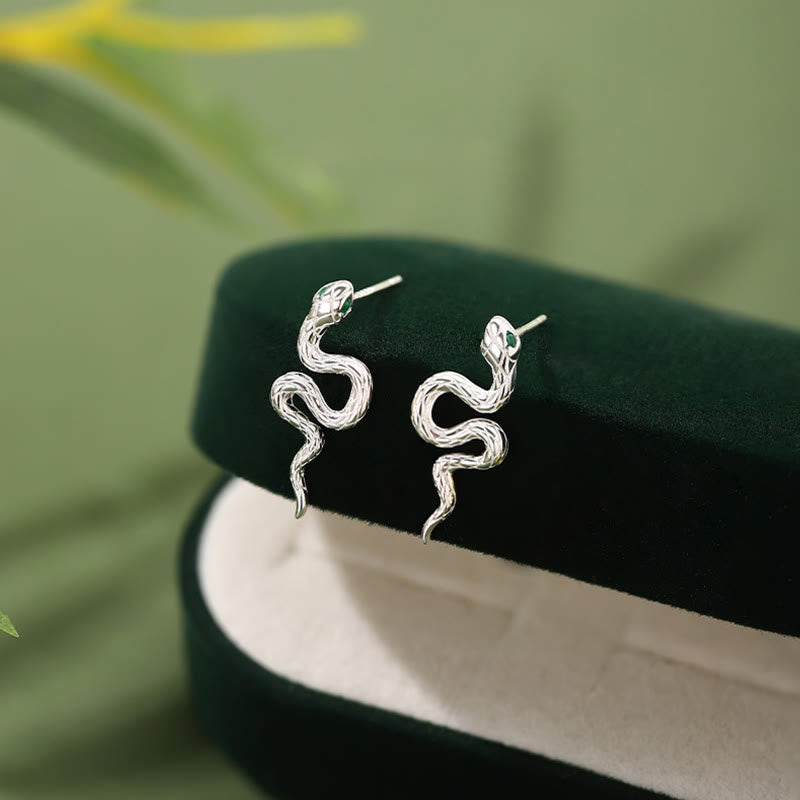 925 Sterling Silver Snake Balance Necklace Pendant Earrings Set