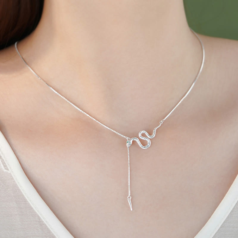 925 Sterling Silver Snake Balance Necklace Pendant Earrings Set