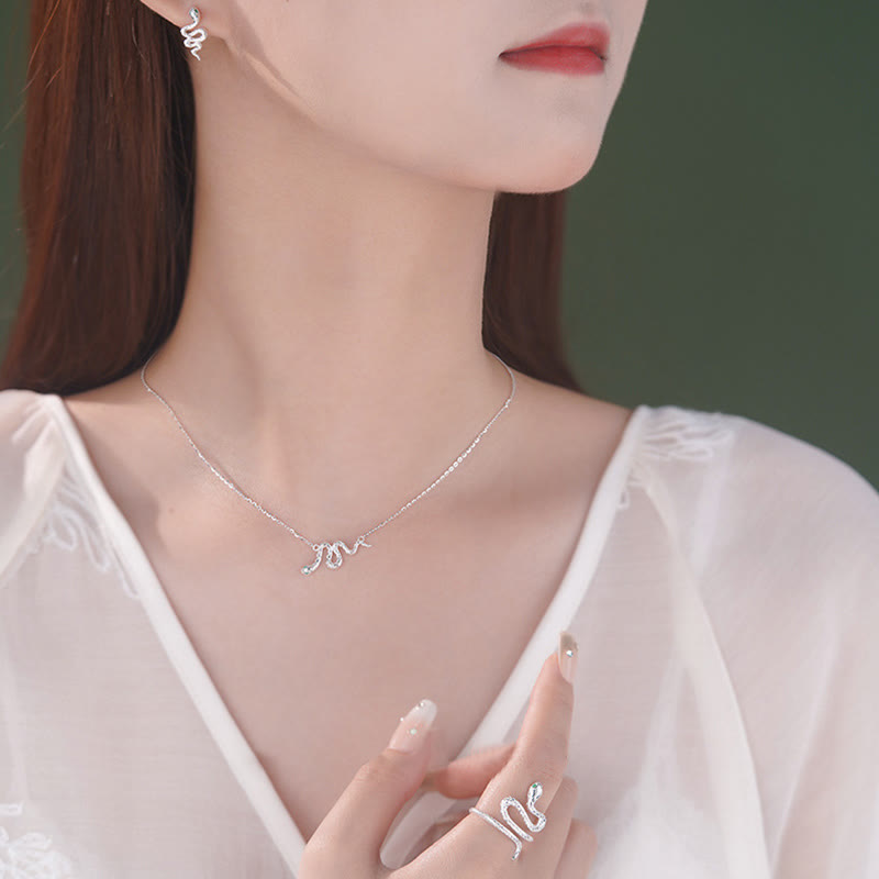 925 Sterling Silver Year of the Snake Jewelry Set for Calm & Balance