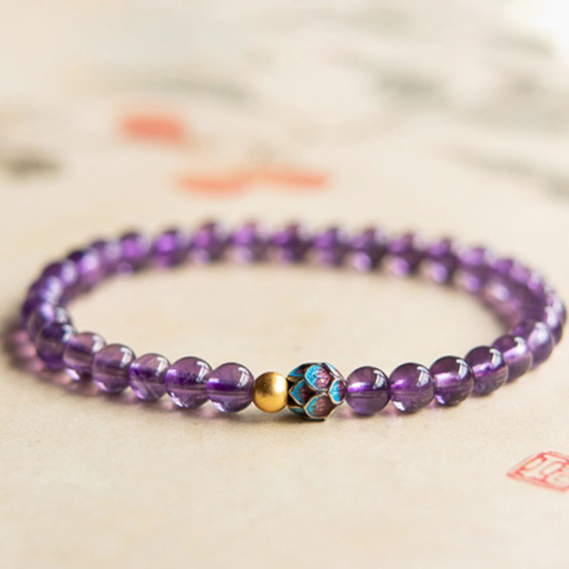 8mm Amethyst Lotus Spiritual Awareness Bracelet