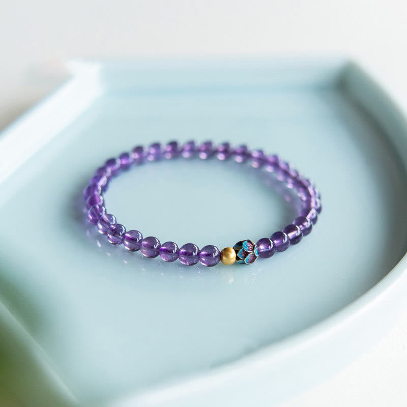8mm Amethyst Lotus Spiritual Awareness Bracelet