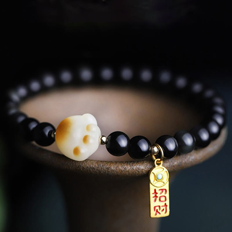 6mm Black Obsidian Lucky Fortune Bracelet