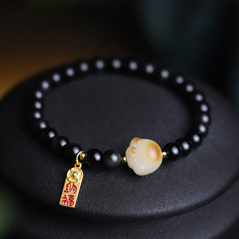 6mm Black Obsidian Lucky Fortune Bracelet