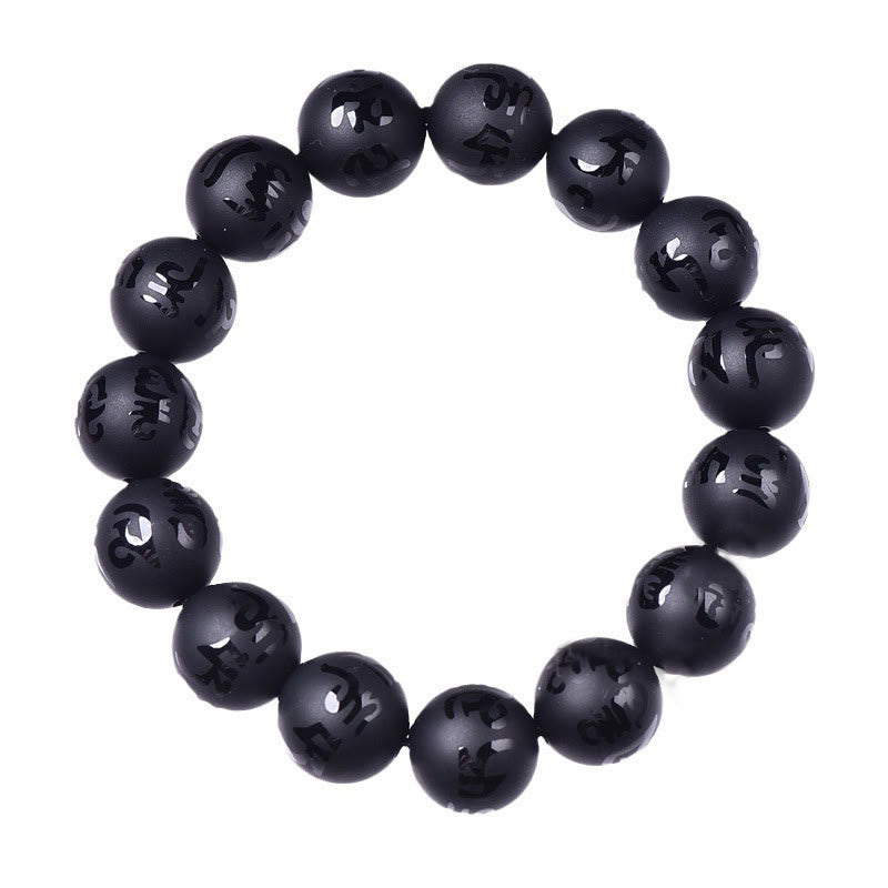 8mm Black Onyx Om Mani Padme Hum Protection Bracelet