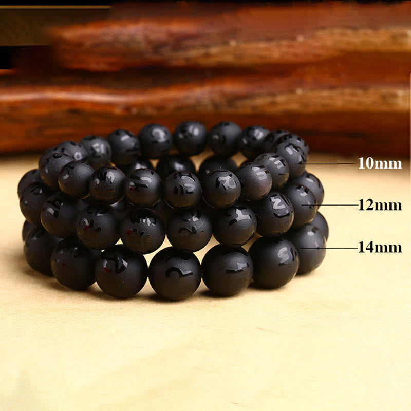 8mm Black Onyx Om Mani Padme Hum Protection Bracelet