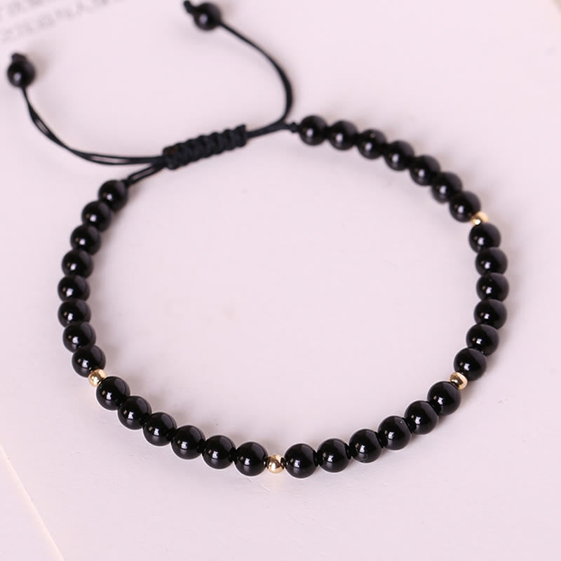 4mm Black Obsidian Protection Rope Bracelet