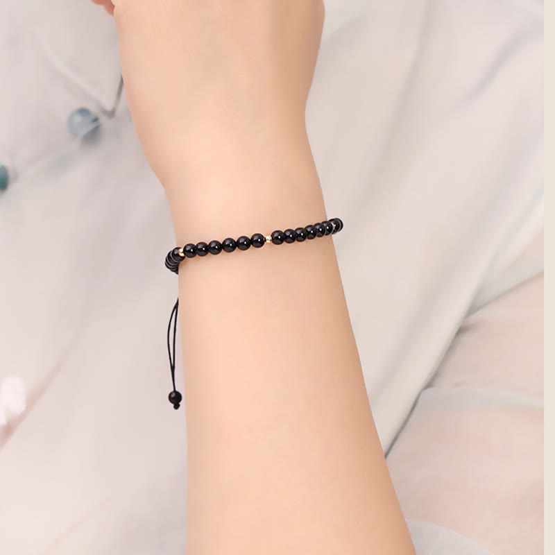 4mm Black Obsidian Protection Rope Bracelet
