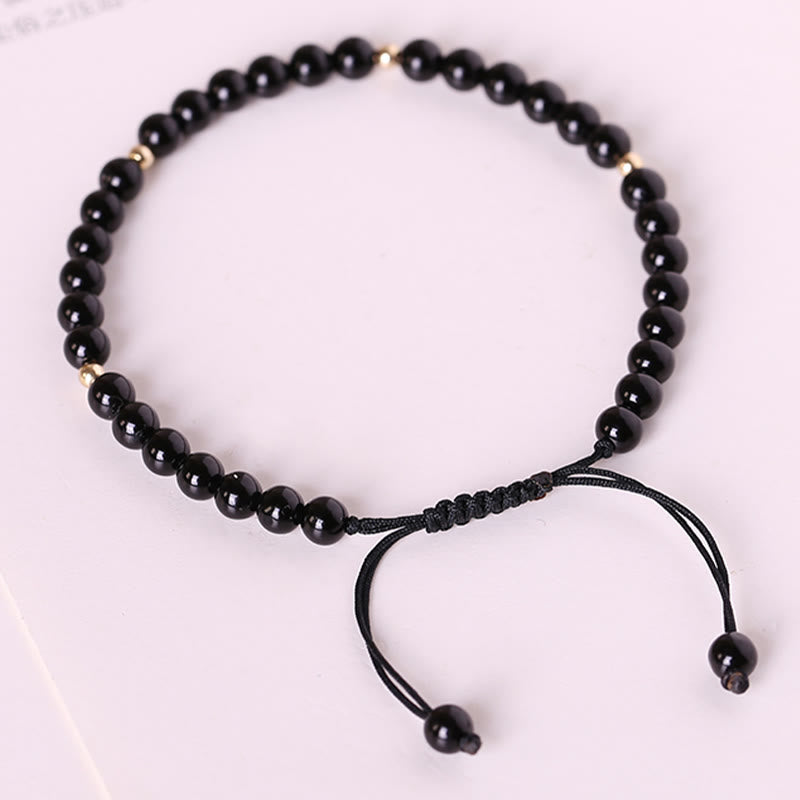 4mm Black Obsidian Protection Rope Bracelet