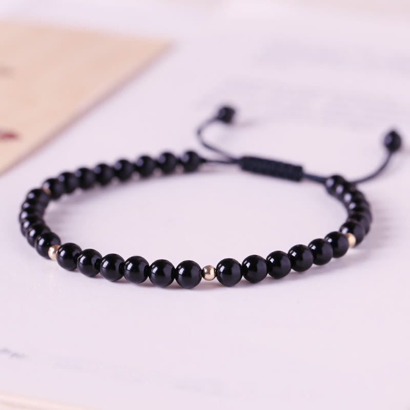 4mm Black Obsidian Protection Rope Bracelet