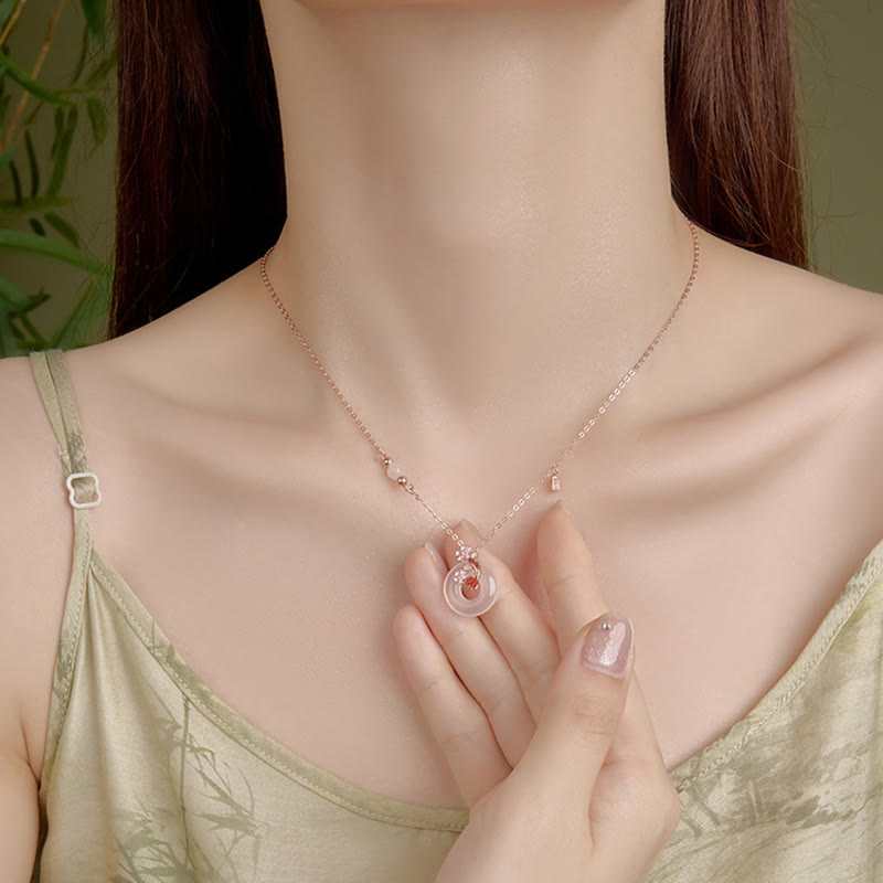 Chalcedony 925 Sterling Silver Koi Fish Peace Necklace Pendant