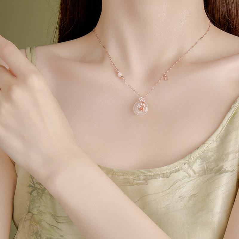 Chalcedony 925 Sterling Silver Koi Fish Peace Necklace Pendant