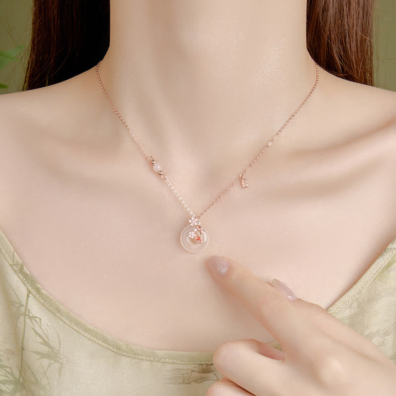 Chalcedony 925 Sterling Silver Koi Fish Peace Necklace Pendant