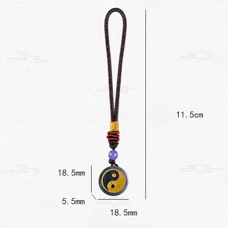 Black Jade Yin Yang Protection Key Chain with Balance