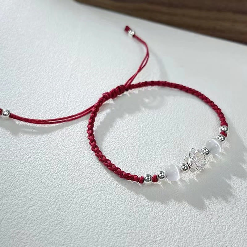 Sterling Silver Lotus Cat’s Eye Protection Bracelet