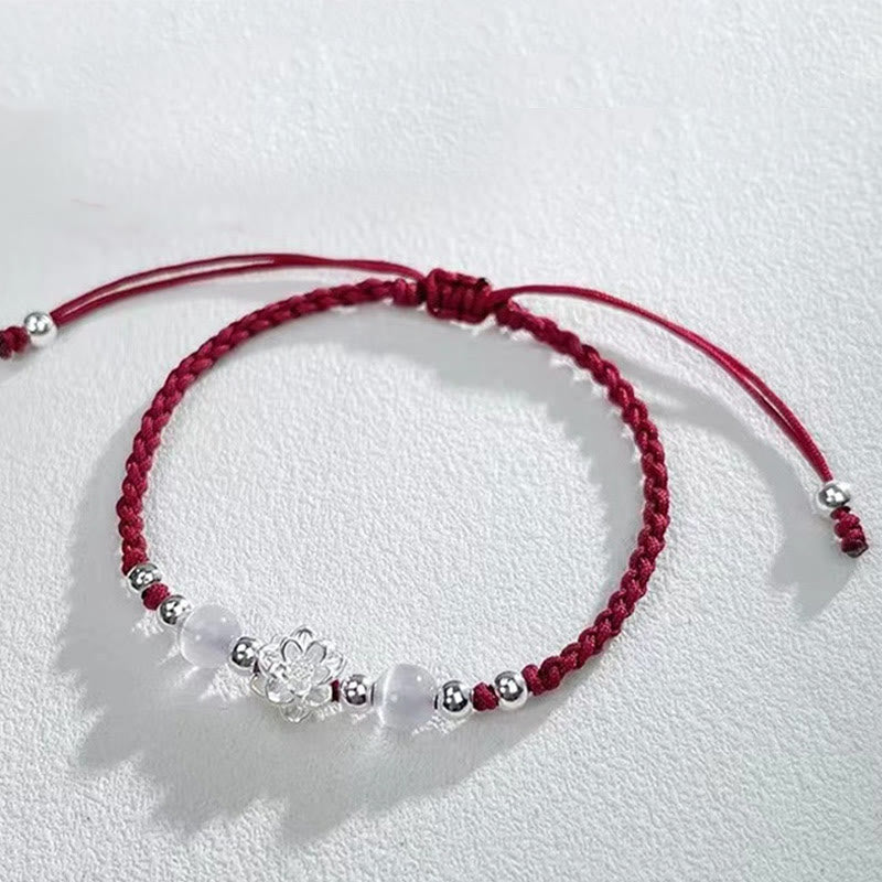 Sterling Silver Lotus Cat’s Eye Protection Bracelet