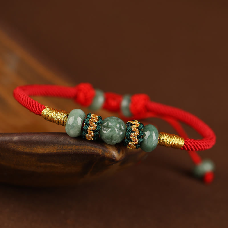 7.5mm Jade Abacus Bead Prosperity Bracelet Red String