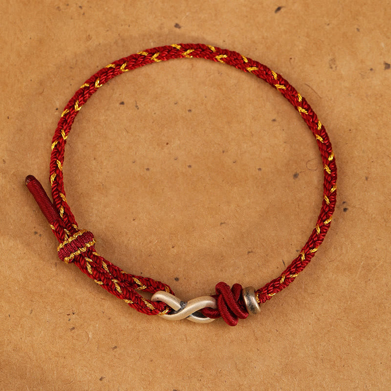Unisex 14-18cm Red String Bracelet with Sterling Silver Infinity Knot