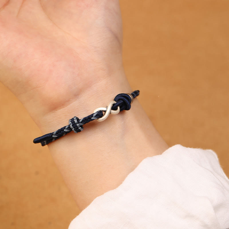 Unisex 14-18cm Red String Bracelet with Sterling Silver Infinity Knot