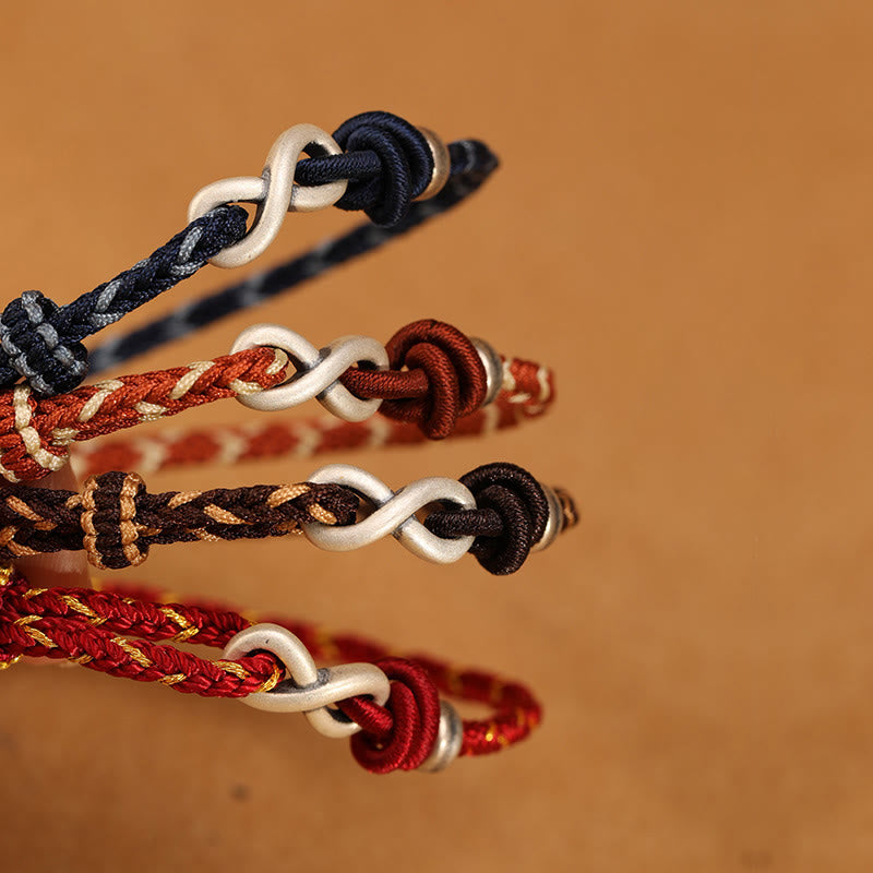 Unisex 14-18cm Red String Bracelet with Sterling Silver Infinity Knot
