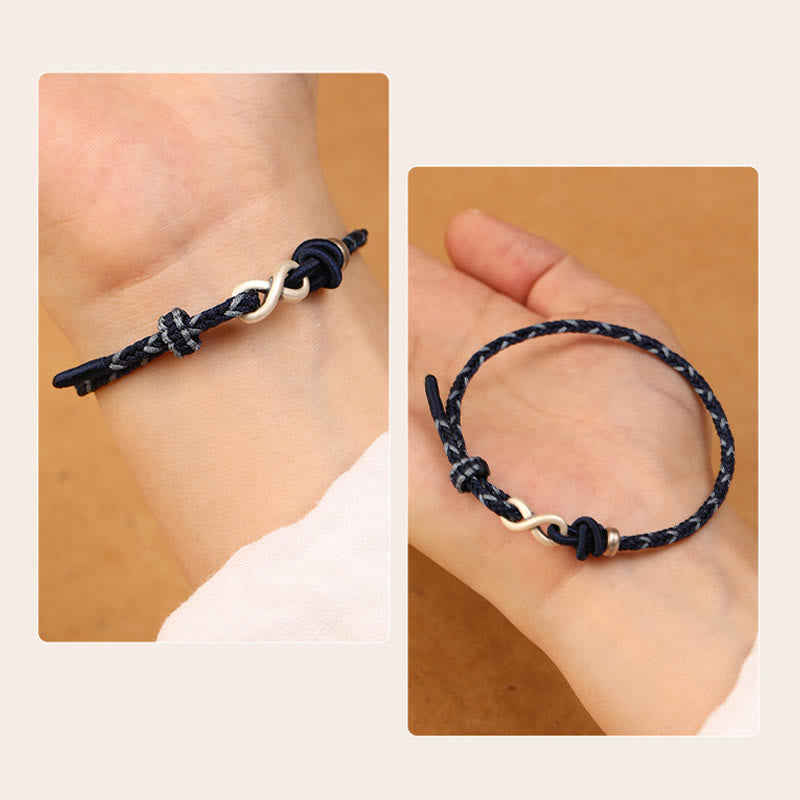 Unisex 14-18cm Red String Bracelet with Sterling Silver Infinity Knot