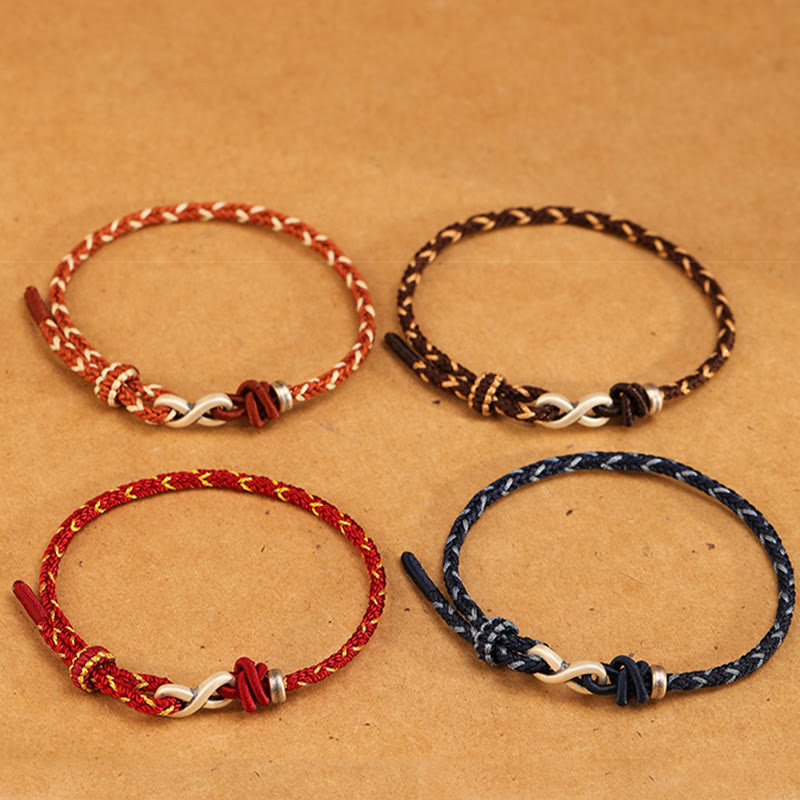 Unisex 14-18cm Red String Bracelet with Sterling Silver Infinity Knot