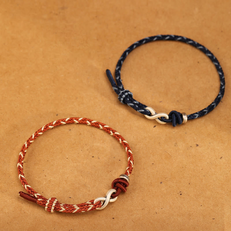 Unisex 14-18cm Red String Bracelet with Sterling Silver Infinity Knot