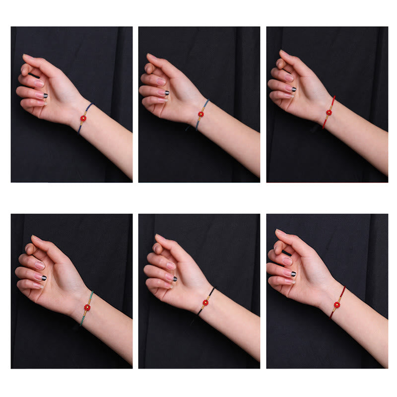 Red String Protection Bracelet with Gold Flower